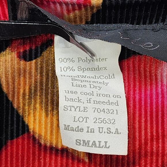 Joie De Vie Paris Jacket Womens S Red Black Floral Velvet Corduroy Open Front - Picture 6 of 9